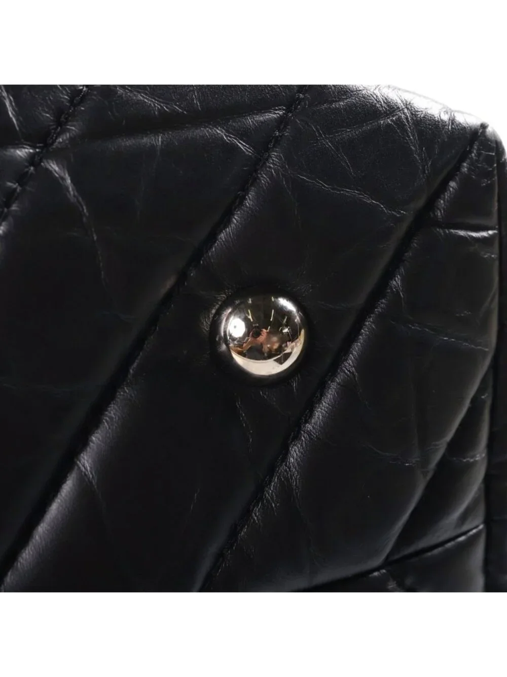 Chanel Cambon Chain Tote Bag V-stitch Leather CC Logo Black